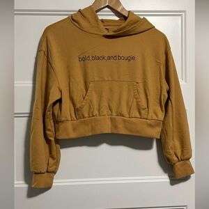 Bold, Black, and Bougie mustard yellow Black History Month cropped hoodie